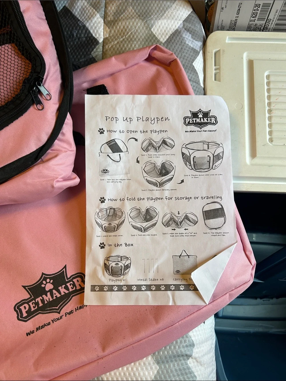 Petmaker Pink Pop-Up Pet Playpen Carrier